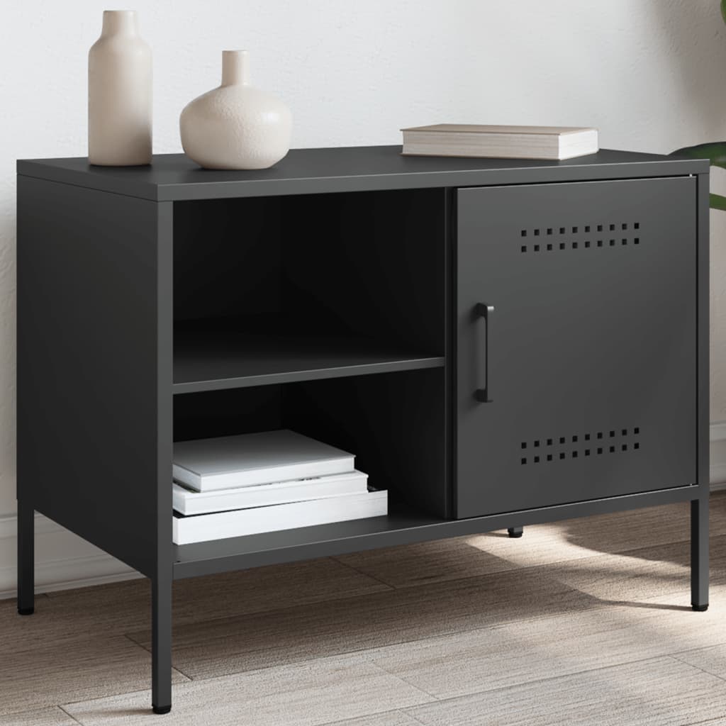 vidaXL Dulap TV, negru, 68x39x50,5 cm, oțel vidaXL Dulap TV, negru, 68x39x50,5 cm, oțel