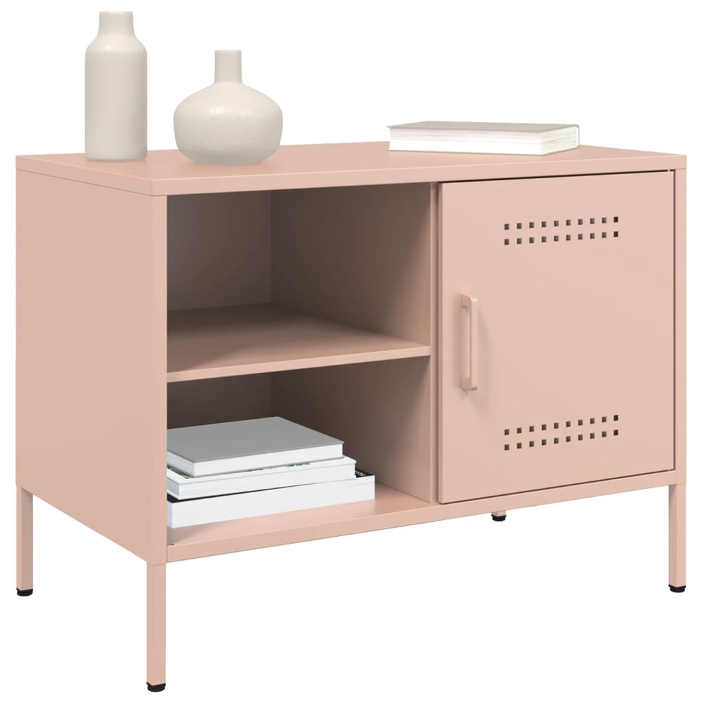 vidaXL Dulap TV, roz, 68x39x50,5 cm, oțel vidaXL Dulap TV, roz, 68x39x50,5 cm, oțel