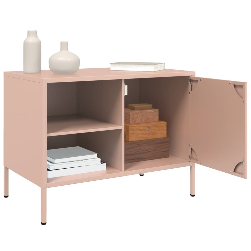 vidaXL Dulap TV, roz, 68x39x50,5 cm, oțel vidaXL Dulap TV, roz, 68x39x50,5 cm, oțel
