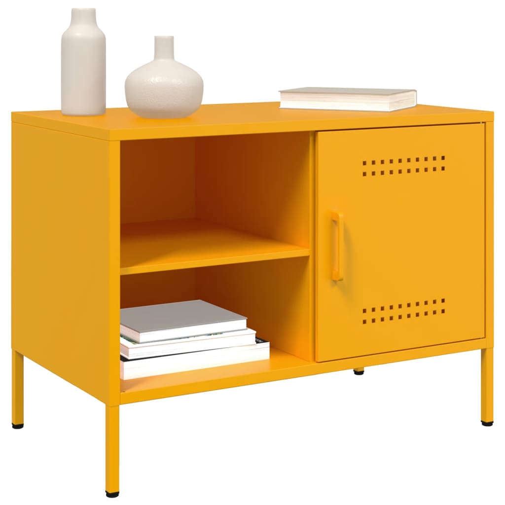 vidaXL Comodă TV, 2 buc., galben muștar, 68x39x50,5 cm, oțel