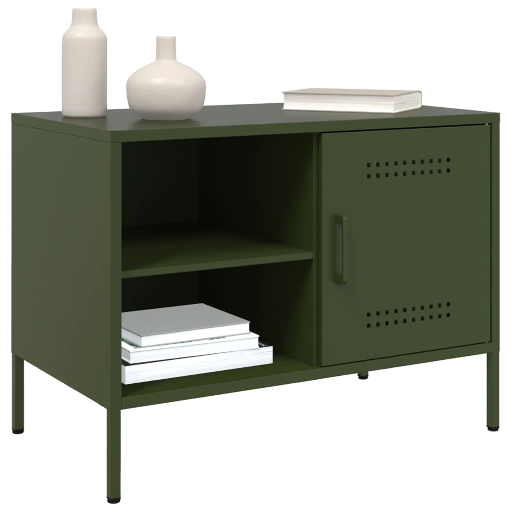 vidaXL Dulapuri TV, 2 buc., verde măsliniu, 68x39x50,5 cm, oțel