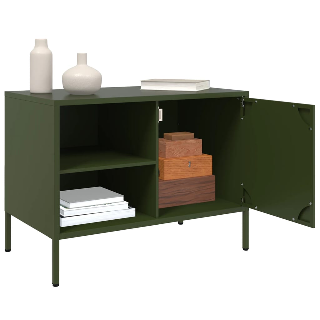 vidaXL Dulapuri TV, 2 buc., verde măsliniu, 68x39x50,5 cm, oțel