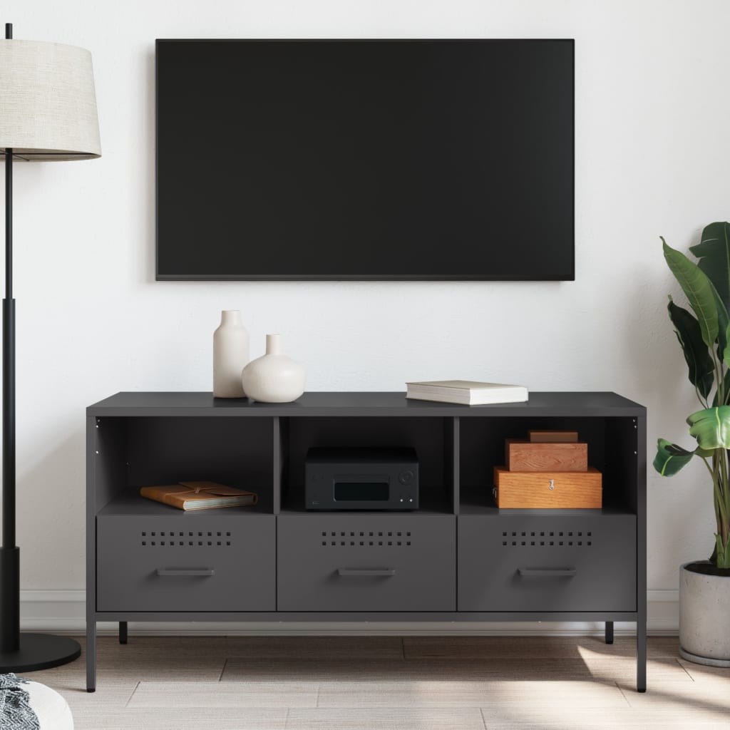 vidaXL Dulap TV, negru, 100,5x39x50,5 cm, oțel