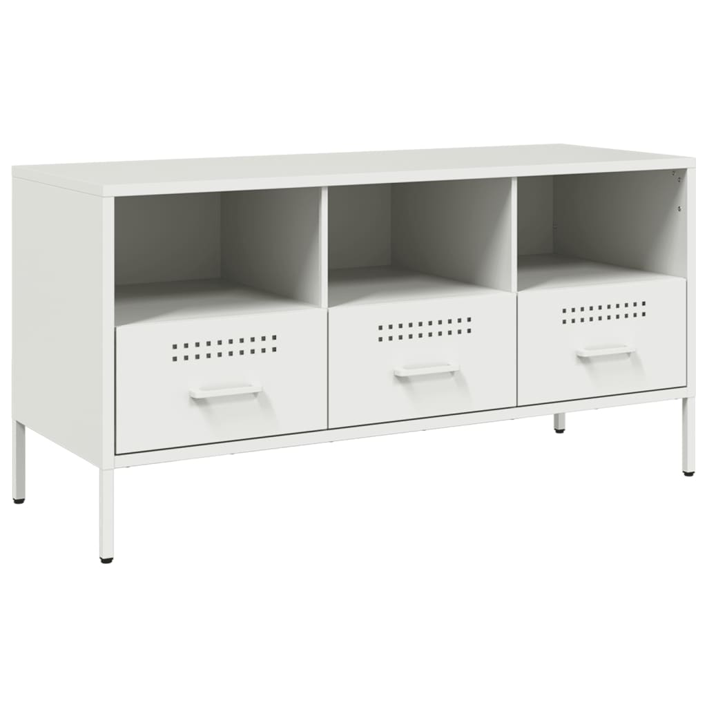 vidaXL Dulap TV, alb, 100,5x39x50,5 cm, oțel vidaXL Dulap TV, alb, 100,5x39x50,5 cm, oțel