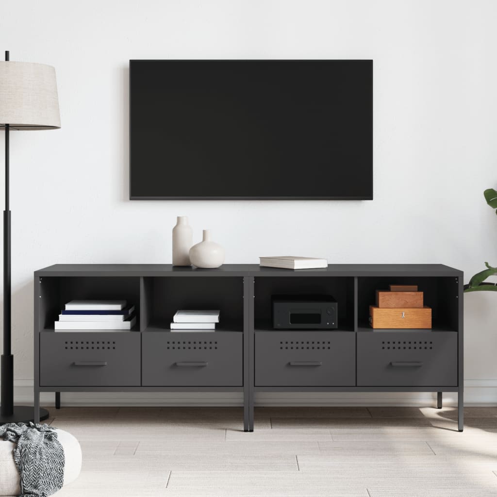vidaXL Dulapuri TV, 2 buc., negru, 68x39x50,5 cm, oțel