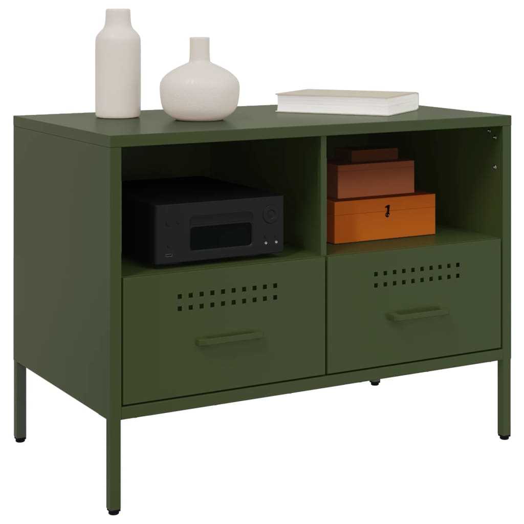 vidaXL Dulapuri TV, 2 buc., verde măsliniu, 68x39x50,5 cm, oțel