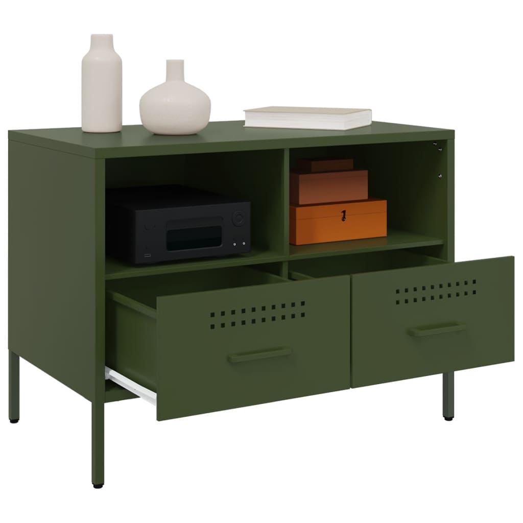 vidaXL Dulapuri TV, 2 buc., verde măsliniu, 68x39x50,5 cm, oțel