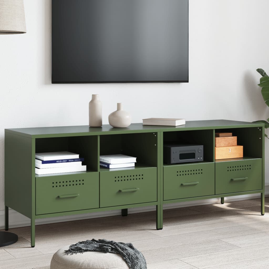 vidaXL Dulapuri TV, 2 buc., verde măsliniu, 68x39x50,5 cm, oțel