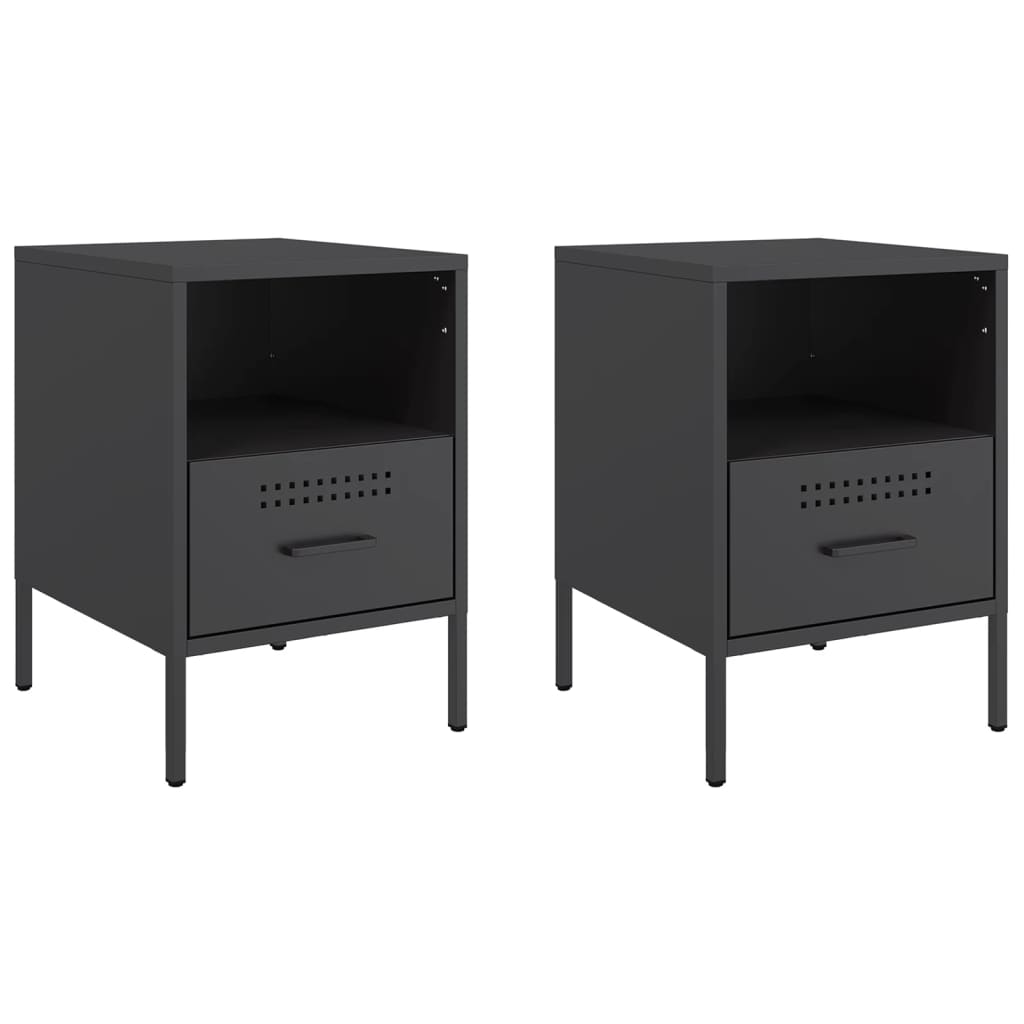 vidaXL Noptiere, 2 buc., negru, 36x39x50,5 cm, oțel vidaXL Noptiere, 2 buc., negru, 36x39x50,5 cm, oțel