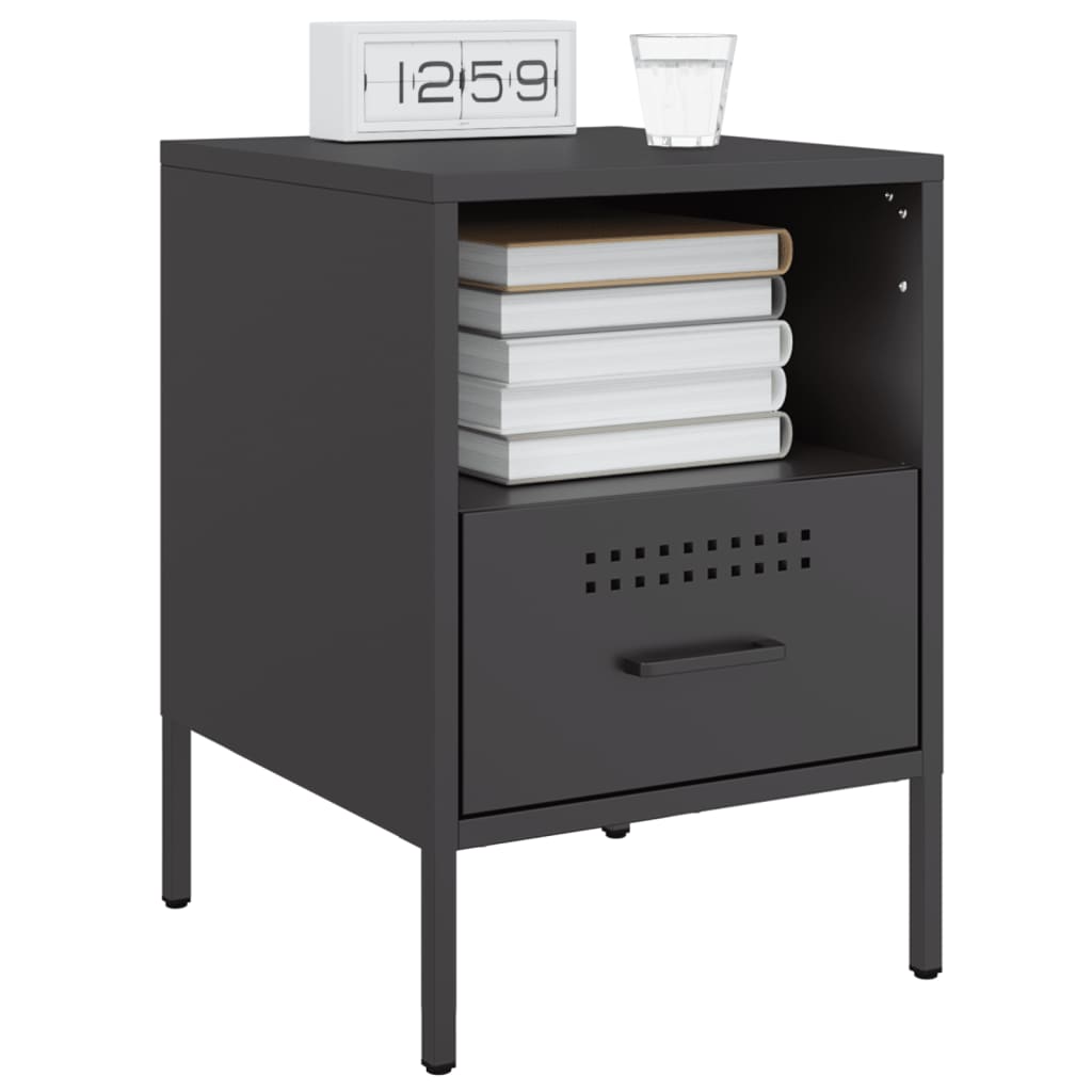 vidaXL Noptiere, 2 buc., negru, 36x39x50,5 cm, oțel vidaXL Noptiere, 2 buc., negru, 36x39x50,5 cm, oțel