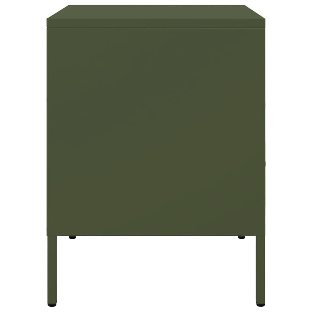 vidaXL Noptiere, 2 buc., verde olive, 36x39x50,5 cm, oțel vidaXL Noptiere, 2 buc., verde olive, 36x39x50,5 cm, oțel