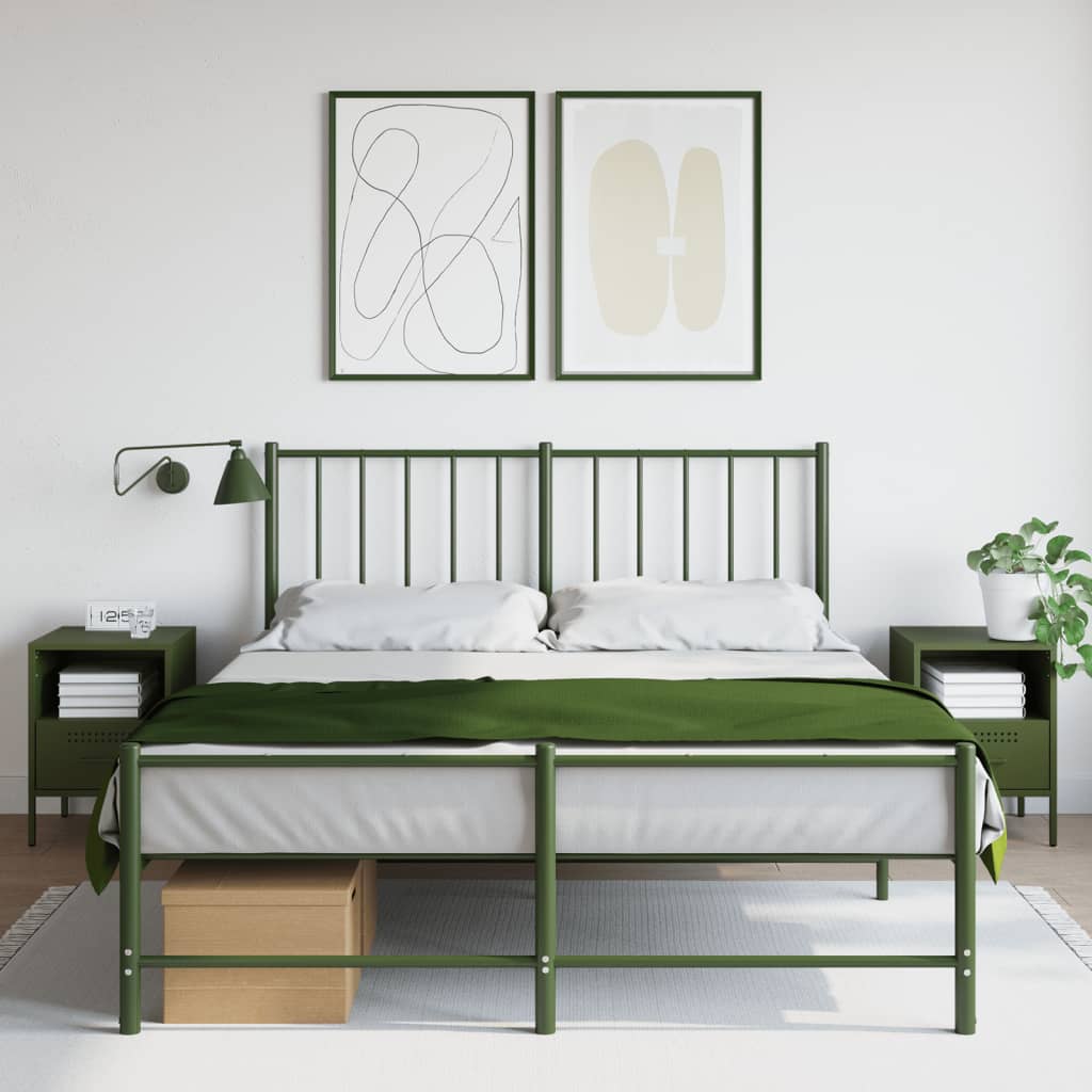vidaXL Noptiere, 2 buc., verde olive, 36x39x50,5 cm, oțel vidaXL Noptiere, 2 buc., verde olive, 36x39x50,5 cm, oțel