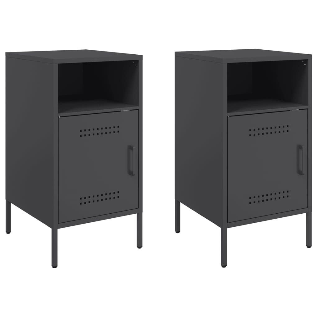 vidaXL Noptiere, 2 buc., negru, 36x39x68 cm, oțel vidaXL Noptiere, 2 buc., negru, 36x39x68 cm, oțel
