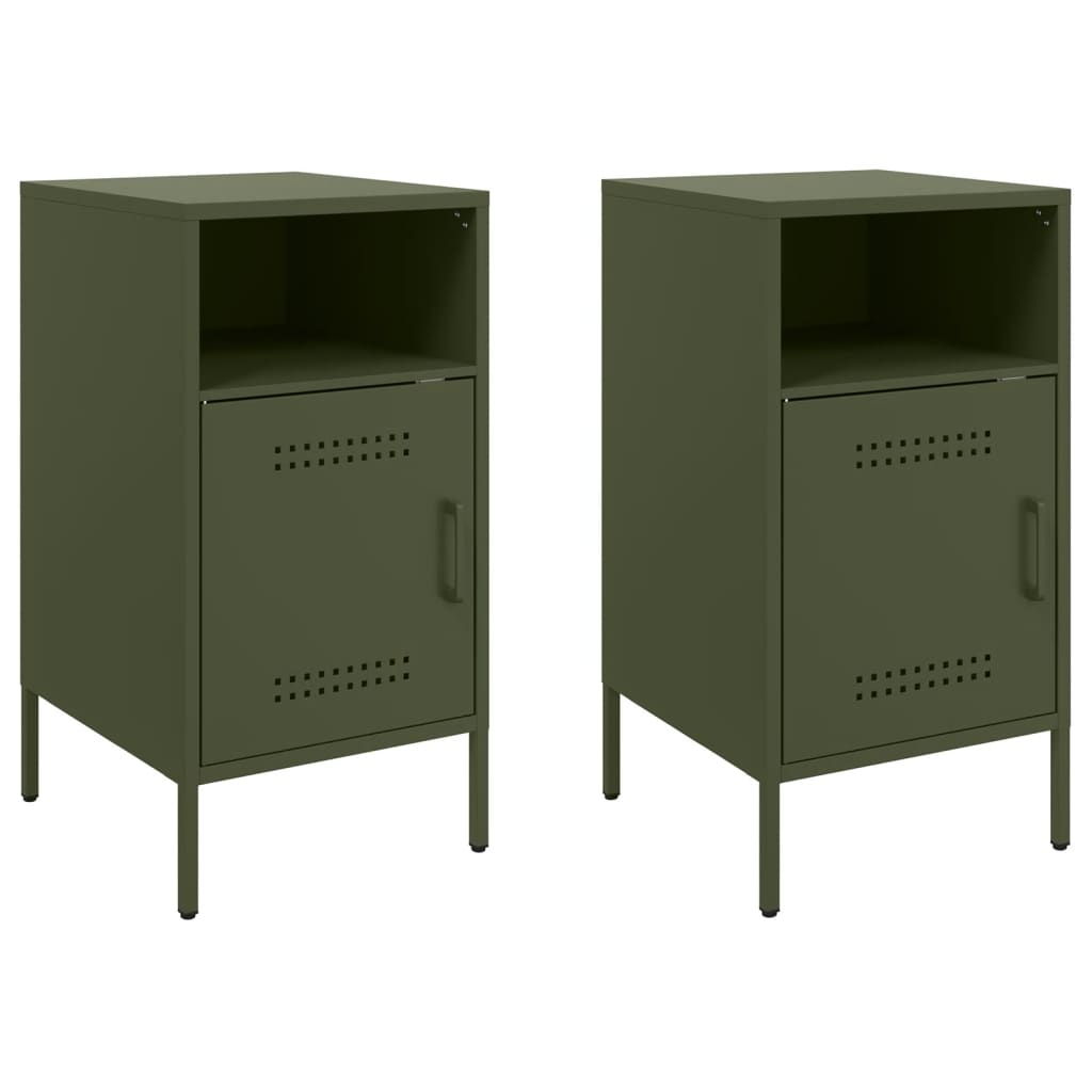 vidaXL Noptiere, 2 buc., verde măsliniu, 36x39x68 cm, oțel vidaXL Noptiere, 2 buc., verde măsliniu, 36x39x68 cm, oțel