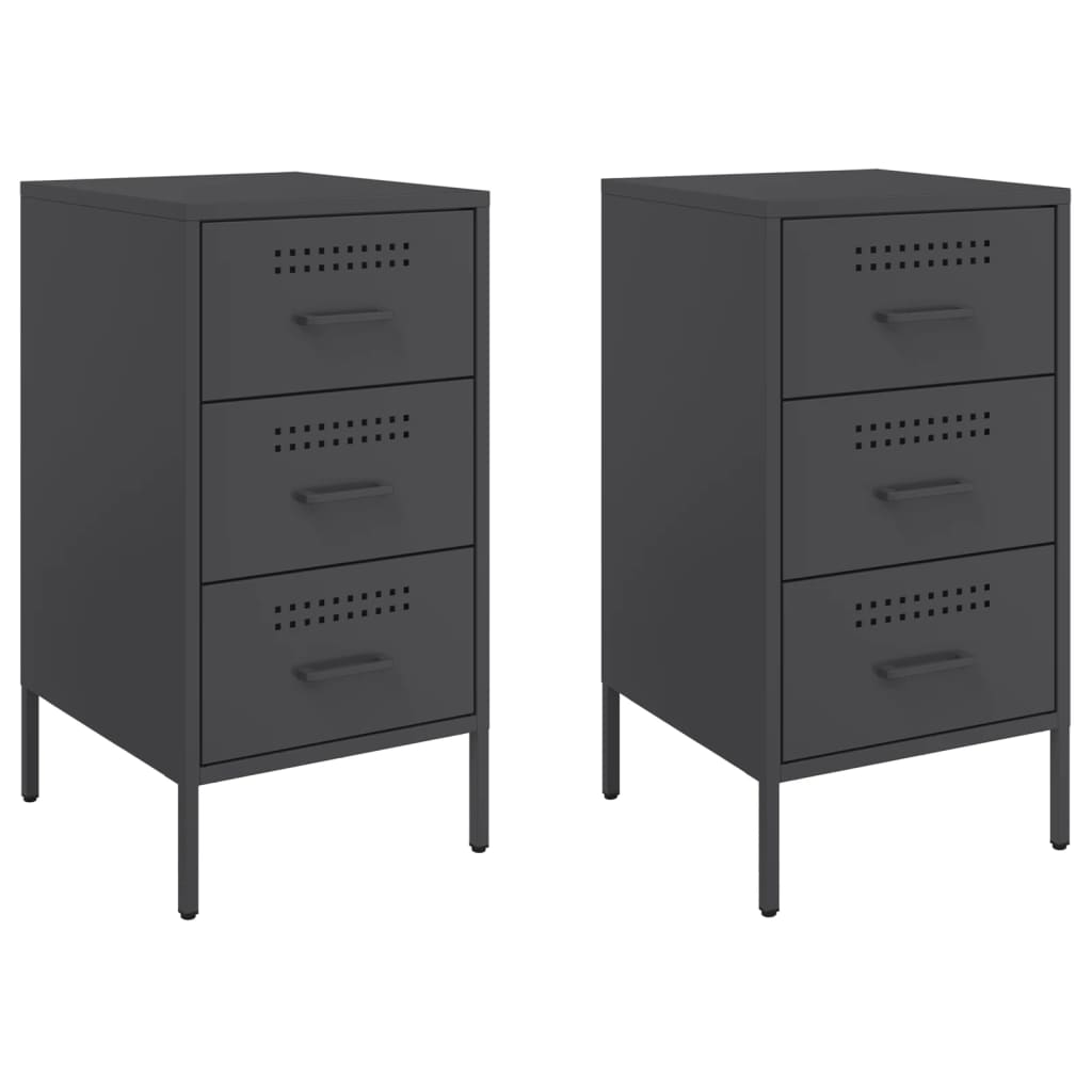 vidaXL Noptiere, 2 buc., negru, 36x39x68 cm, oțel vidaXL Noptiere, 2 buc., negru, 36x39x68 cm, oțel