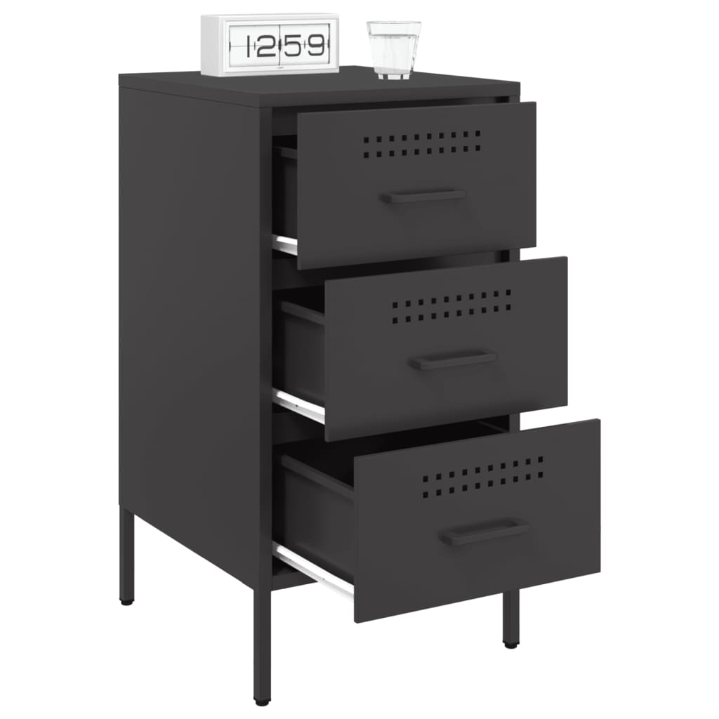 vidaXL Noptiere, 2 buc., negru, 36x39x68 cm, oțel vidaXL Noptiere, 2 buc., negru, 36x39x68 cm, oțel