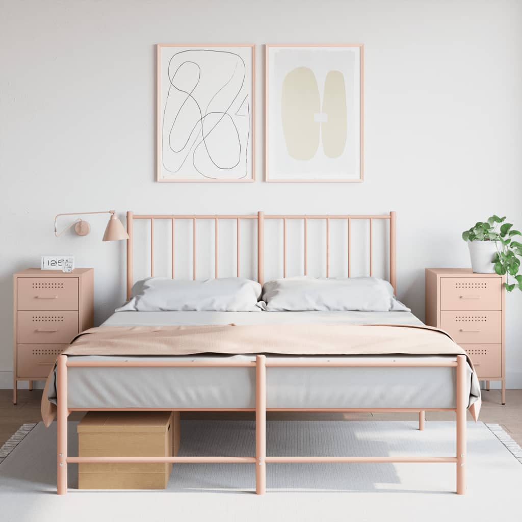 vidaXL Noptiere, 2 buc., roz, 36x39x68 cm, oțel