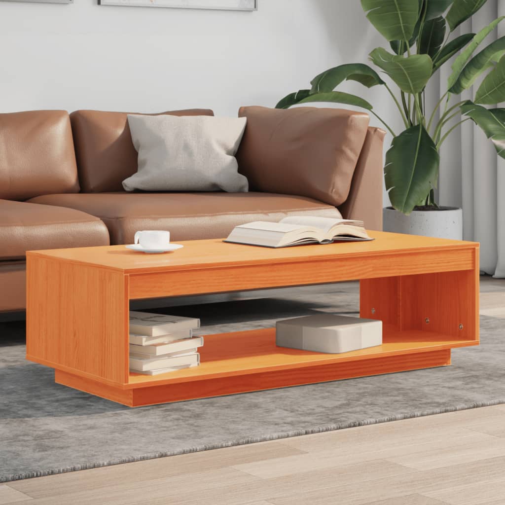 vidaXL Măsuță de cafea, maro ceruit, 110x50x33,5 cm, lemn masiv pin vidaXL Măsuță de cafea, maro ceruit, 110x50x33,5 cm, lemn masiv pin