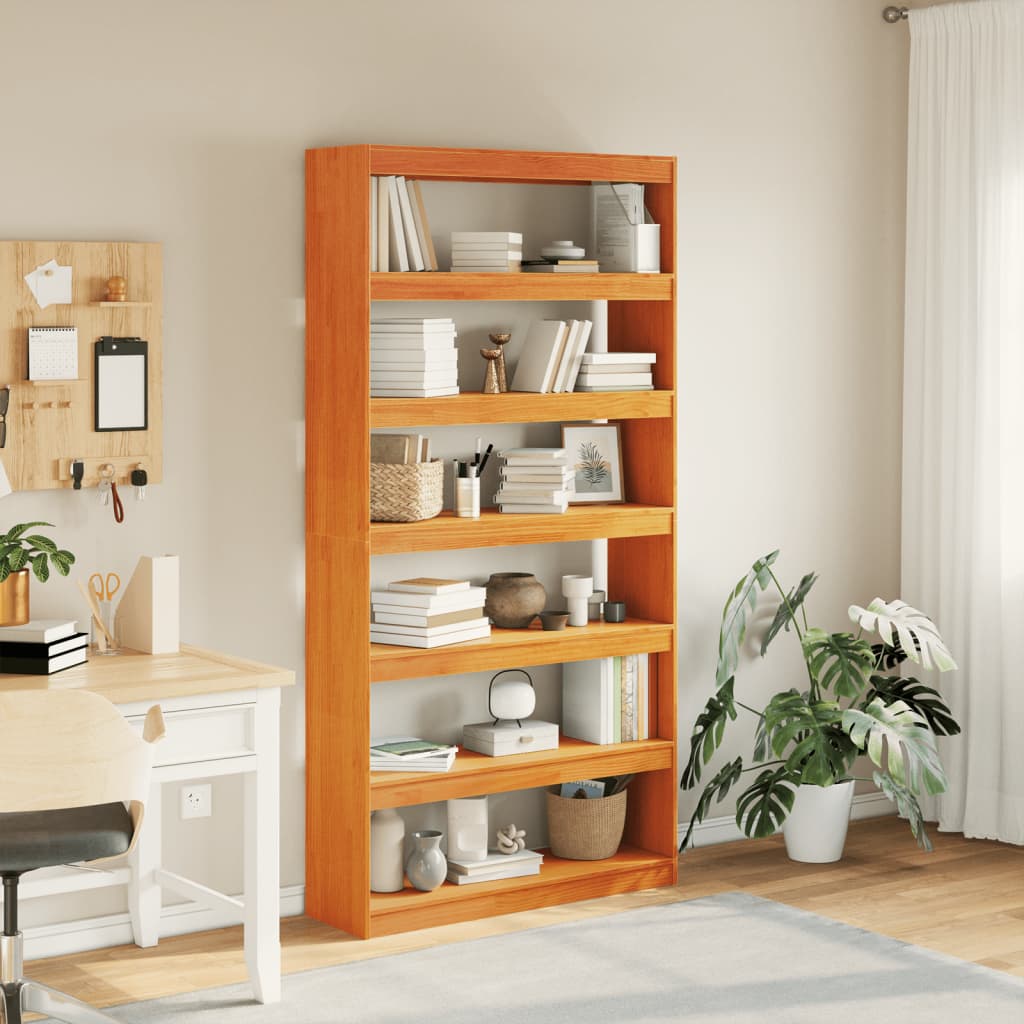 vidaXL Bibliotecă/Separator cameră, 100x30x199,5 cm, lemn masiv pin vidaXL Bibliotecă/Separator cameră, 100x30x199,5 cm, lemn masiv pin