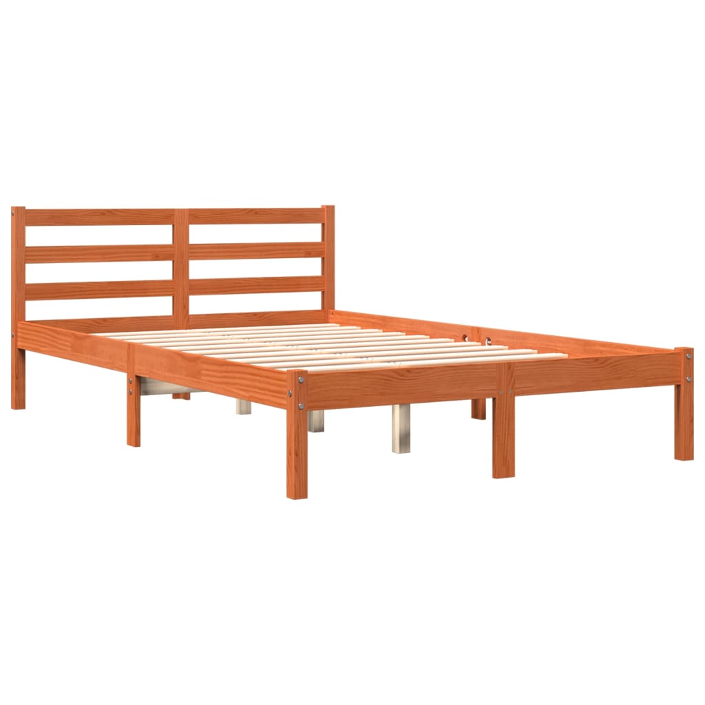 vidaXL Cadru de pat fără saltea, maro ceruit 150x200 cm lemn masiv pin vidaXL Cadru de pat fără saltea, maro ceruit 150x200 cm lemn masiv pin