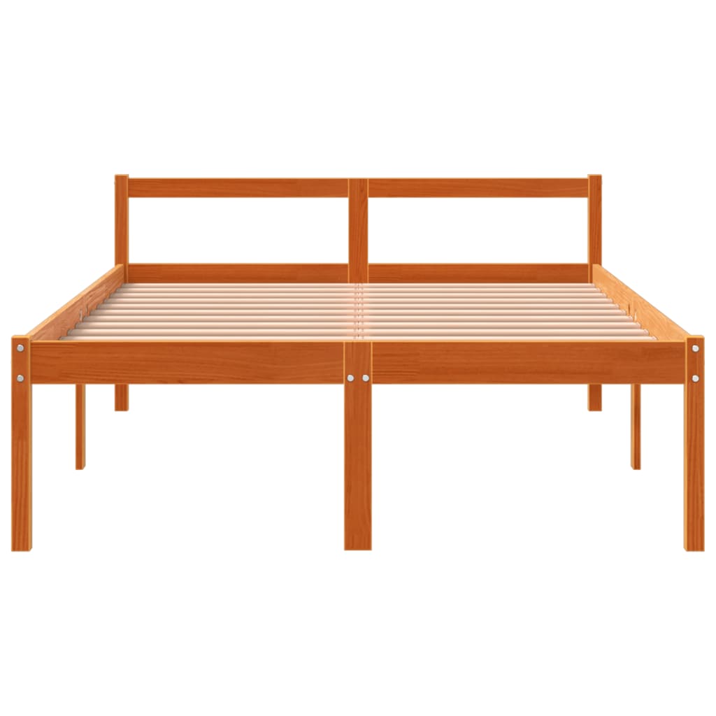 vidaXL Pat pentru seniori, maro ceruit, 135x190 cm, lemn masiv de pin