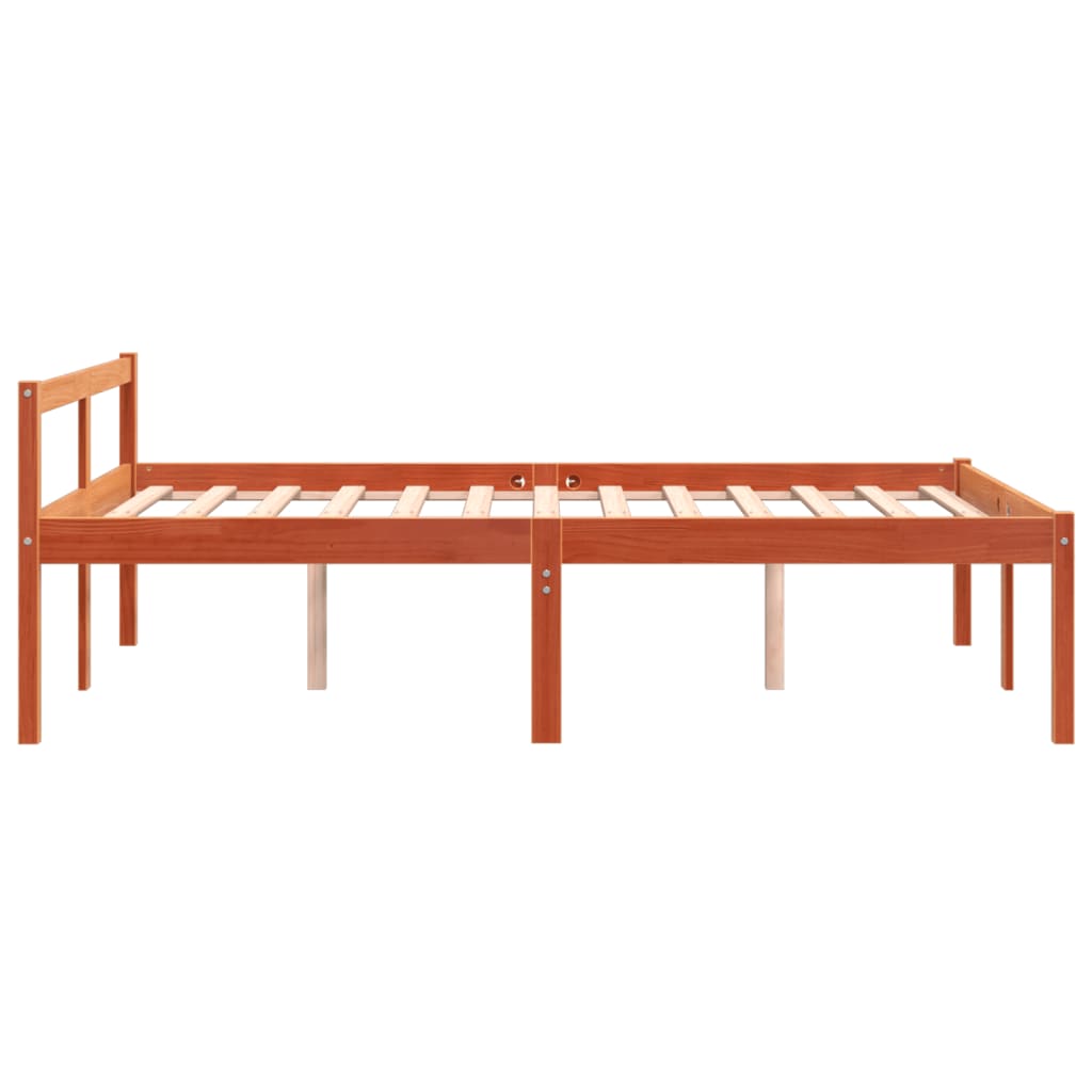vidaXL Pat pentru seniori, maro ceruit, 135x190 cm, lemn masiv de pin