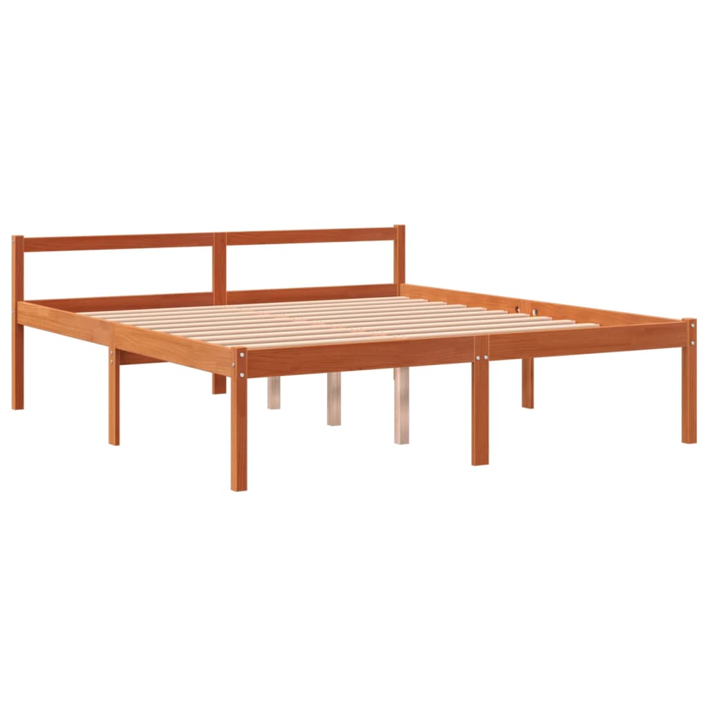 vidaXL Pat pentru seniori, maro ceruit, 160x200 cm, lemn masiv de pin vidaXL Pat pentru seniori, maro ceruit, 160x200 cm, lemn masiv de pin
