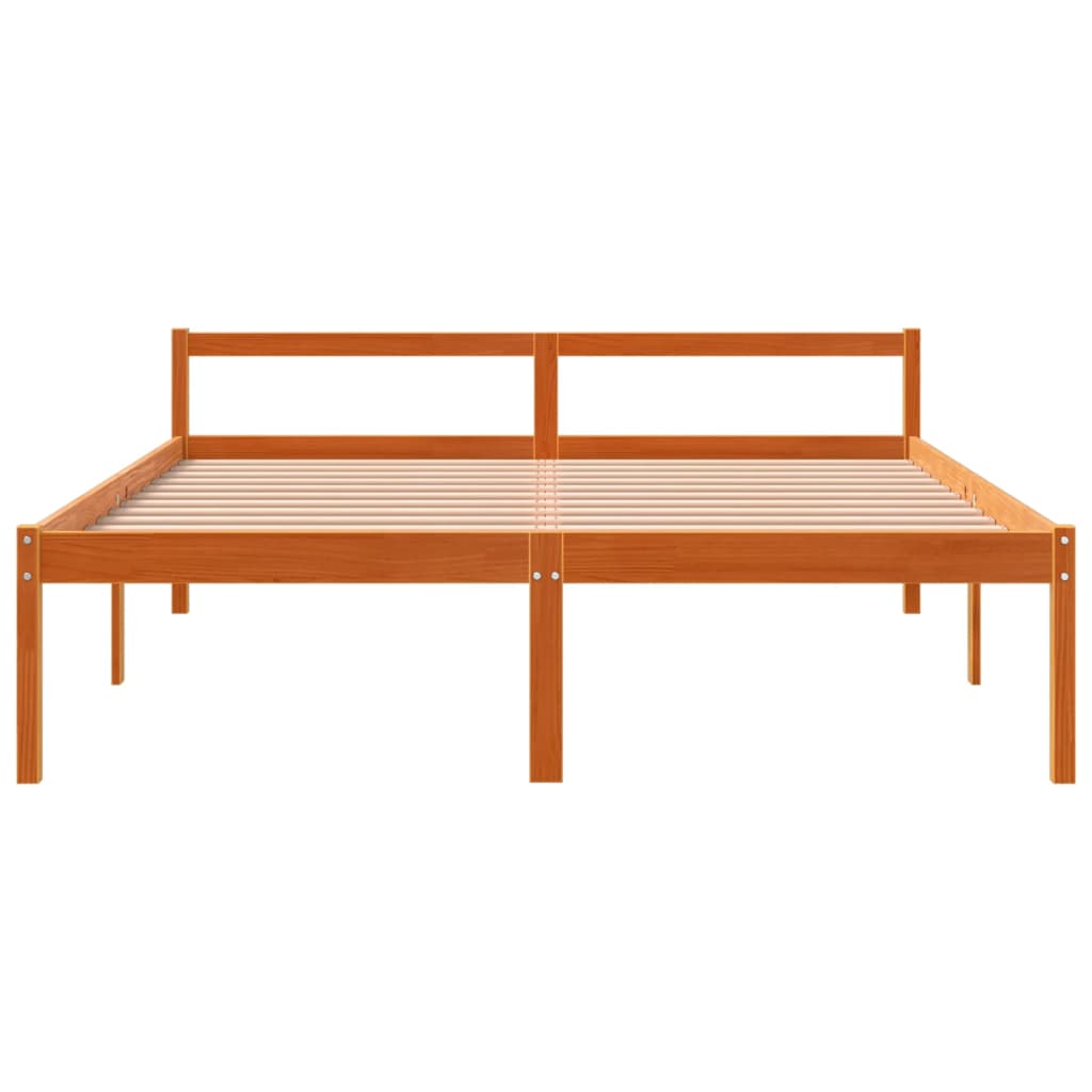 vidaXL Pat pentru seniori, maro ceruit, 160x200 cm, lemn masiv de pin vidaXL Pat pentru seniori, maro ceruit, 160x200 cm, lemn masiv de pin