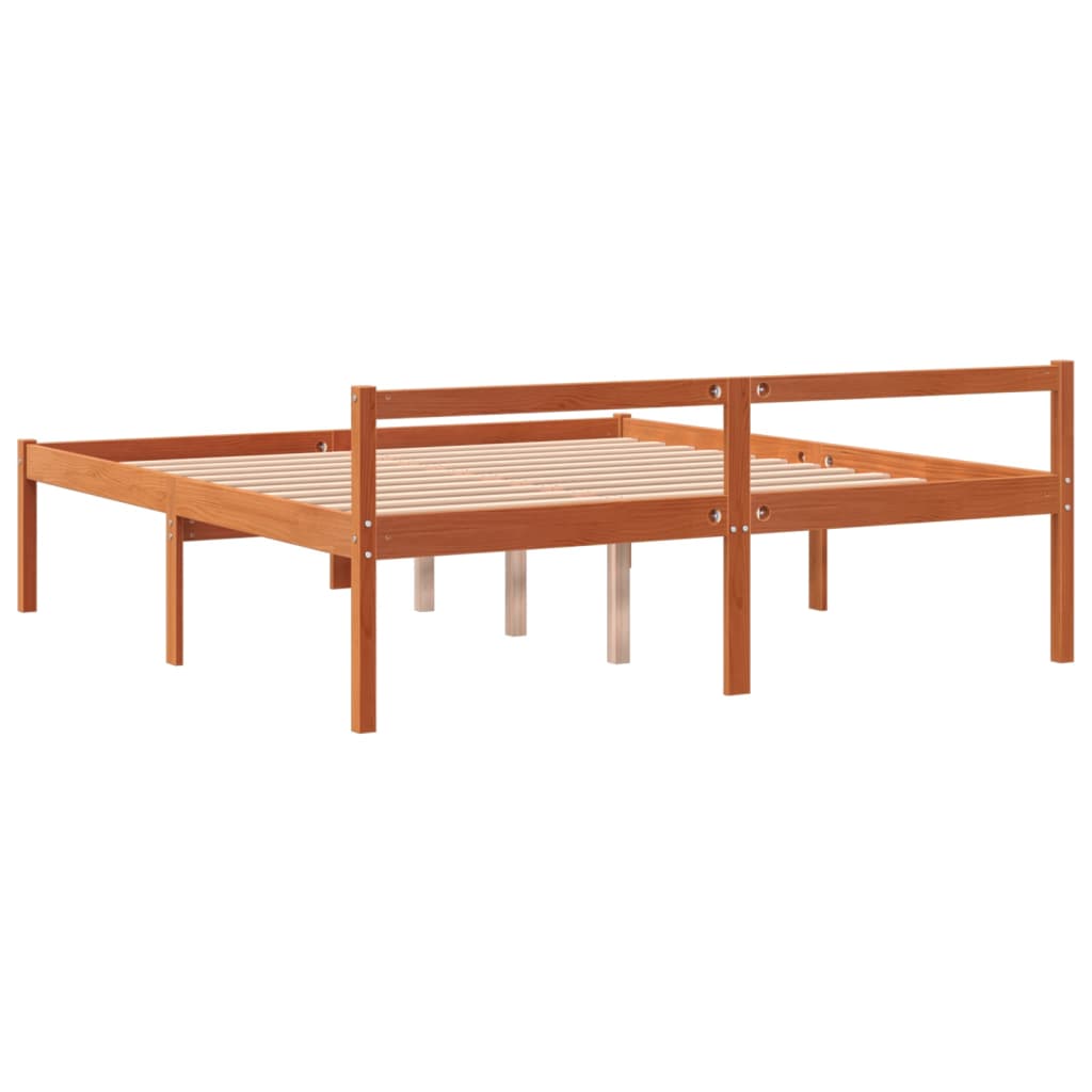 vidaXL Pat pentru seniori, maro ceruit, 160x200 cm, lemn masiv de pin vidaXL Pat pentru seniori, maro ceruit, 160x200 cm, lemn masiv de pin