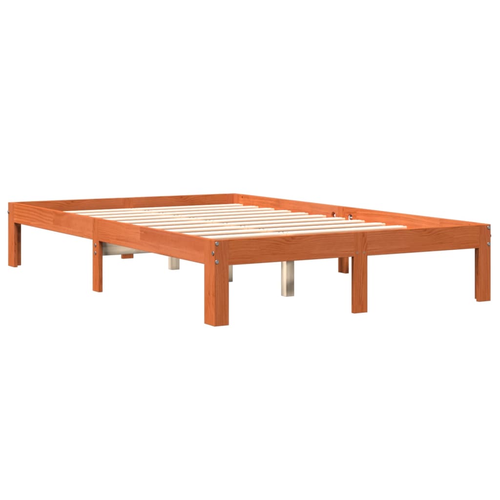 vidaXL Cadru de pat fără saltea, maro ceruit 140x200 cm lemn masiv pin vidaXL Cadru de pat fără saltea, maro ceruit 140x200 cm lemn masiv pin