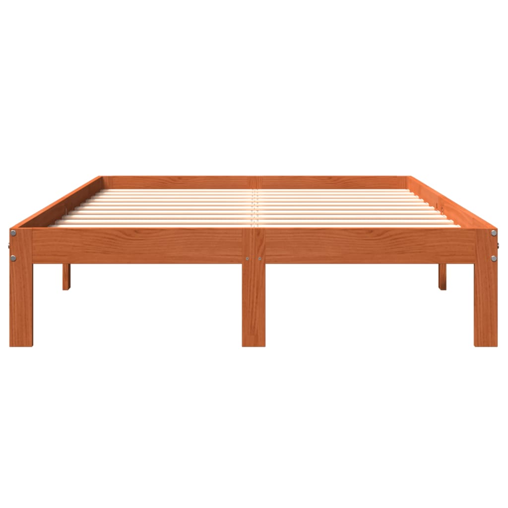 vidaXL Cadru de pat fără saltea, maro ceruit 140x200 cm lemn masiv pin vidaXL Cadru de pat fără saltea, maro ceruit 140x200 cm lemn masiv pin
