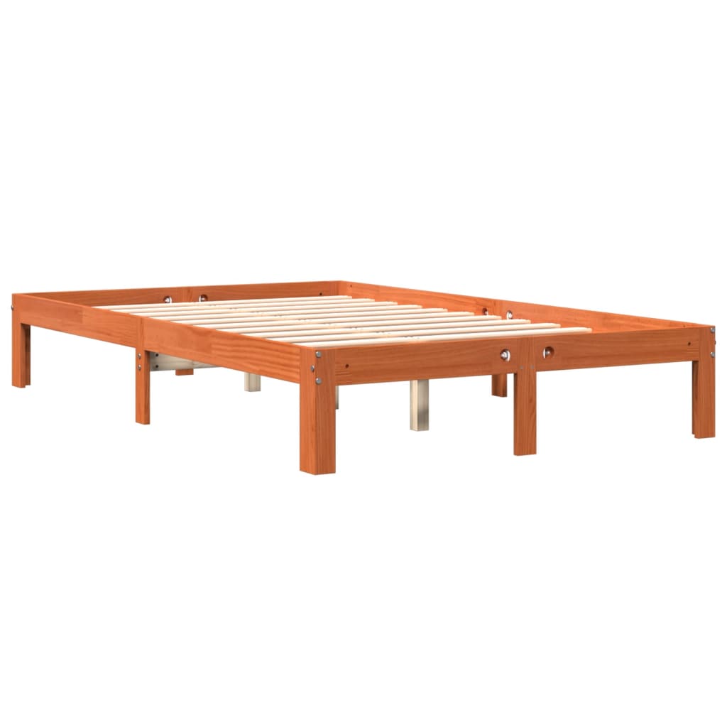 vidaXL Cadru de pat fără saltea, maro ceruit 140x200 cm lemn masiv pin vidaXL Cadru de pat fără saltea, maro ceruit 140x200 cm lemn masiv pin