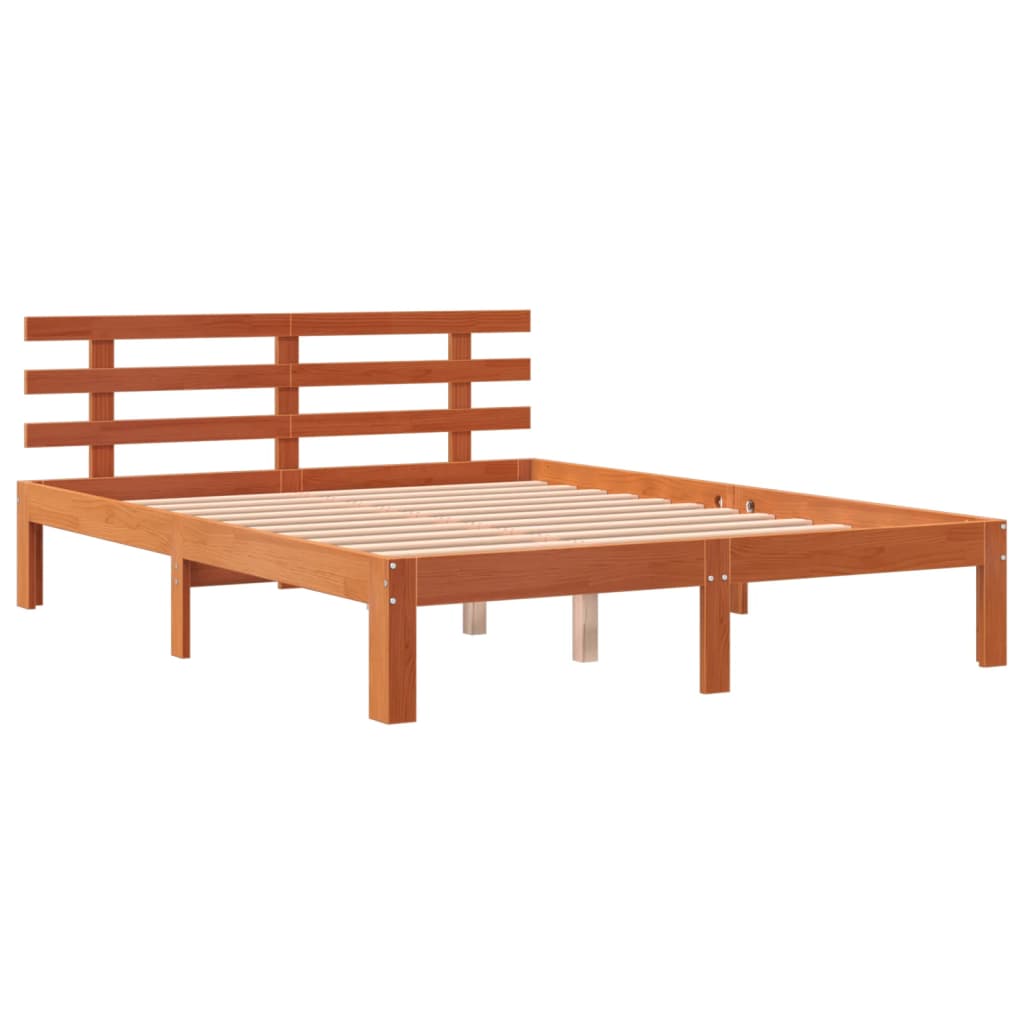 vidaXL Cadru de pat fără saltea, maro ceruit 140x200 cm lemn masiv pin vidaXL Cadru de pat fără saltea, maro ceruit 140x200 cm lemn masiv pin