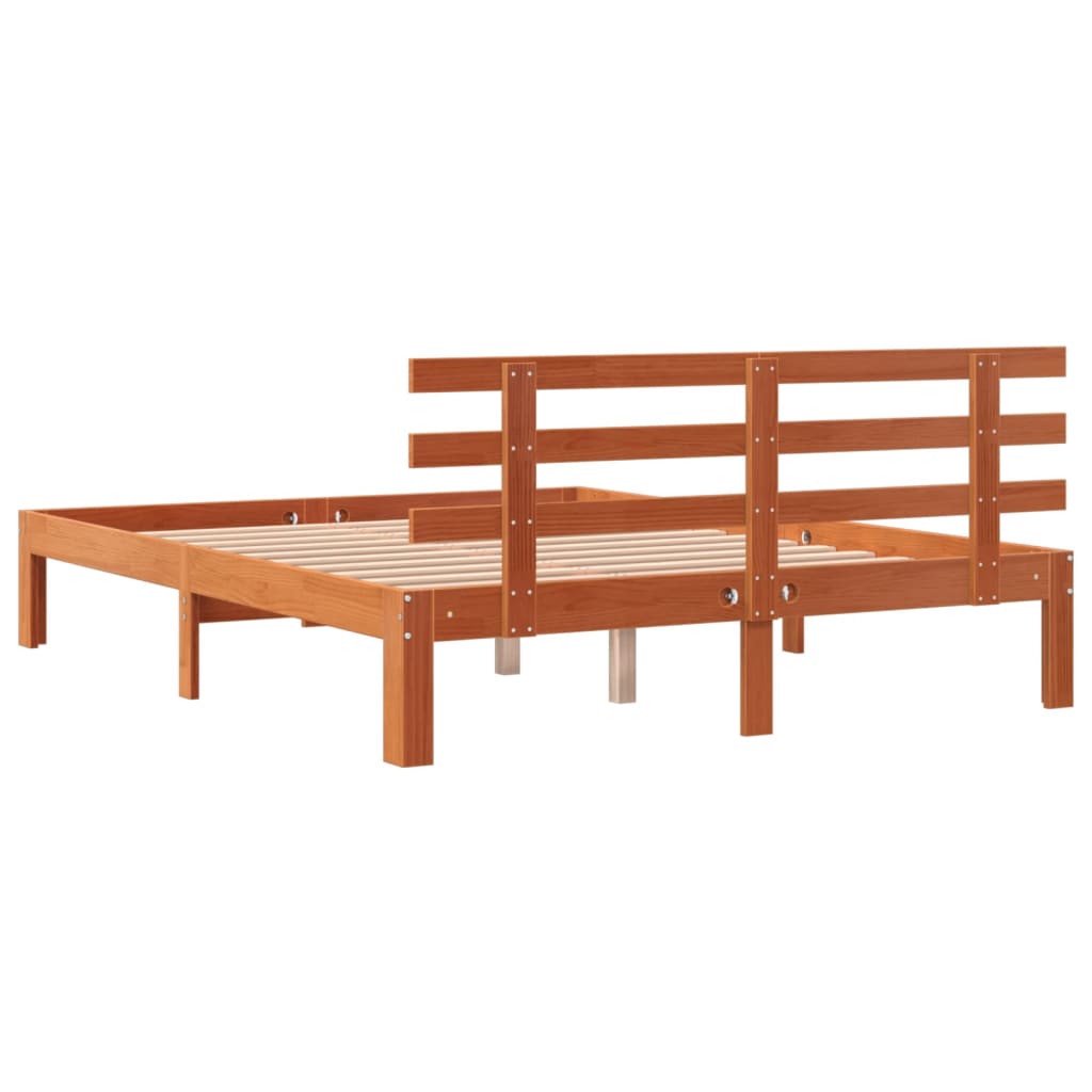 vidaXL Cadru de pat fără saltea, maro ceruit 140x200 cm lemn masiv pin vidaXL Cadru de pat fără saltea, maro ceruit 140x200 cm lemn masiv pin
