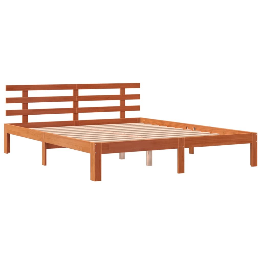 vidaXL Cadru de pat fără saltea, maro ceruit 150x200 cm lemn masiv pin vidaXL Cadru de pat fără saltea, maro ceruit 150x200 cm lemn masiv pin