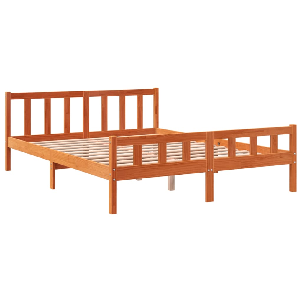 vidaXL Cadru de pat fără saltea, maro ceruit 150x200 cm lemn masiv pin vidaXL Cadru de pat fără saltea, maro ceruit 150x200 cm lemn masiv pin