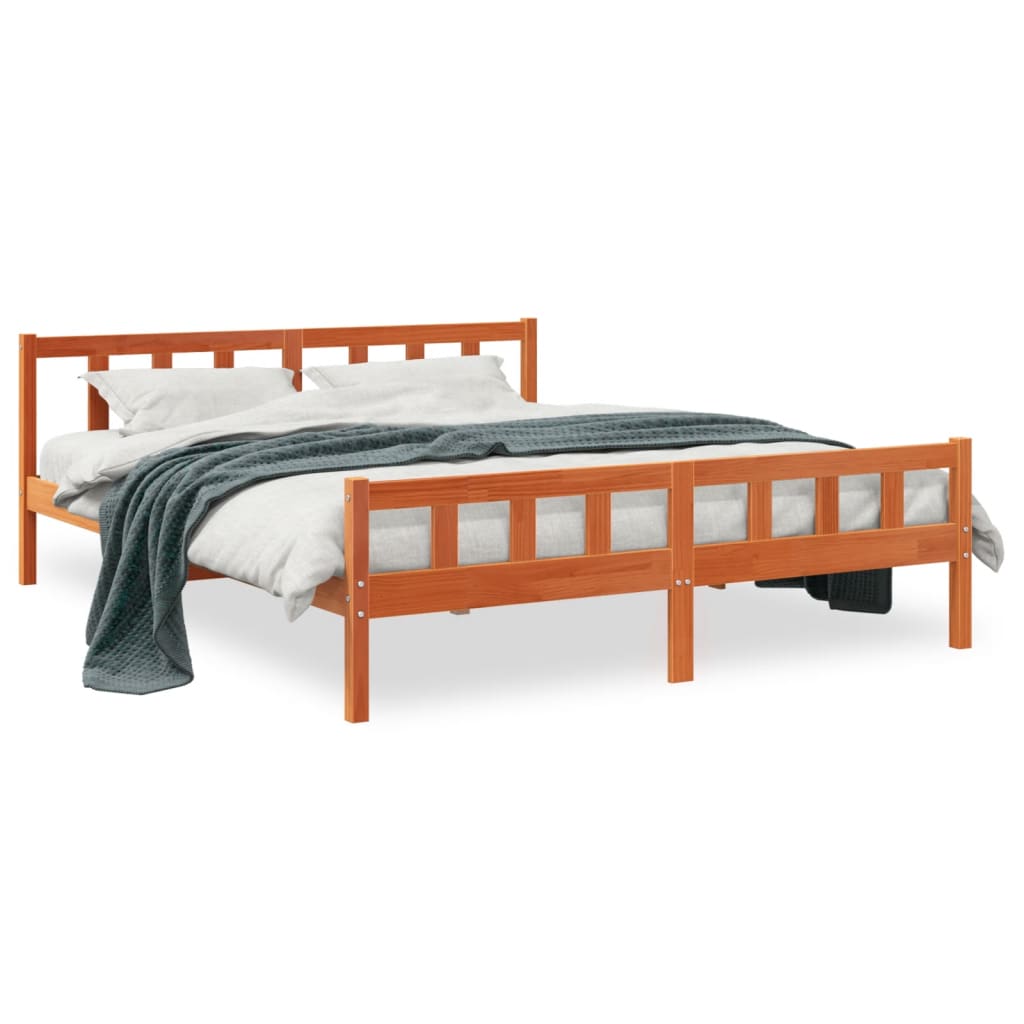 vidaXL Cadru de pat fără saltea, maro ceruit 180x200 cm lemn masiv pin vidaXL Cadru de pat fără saltea, maro ceruit 180x200 cm lemn masiv pin
