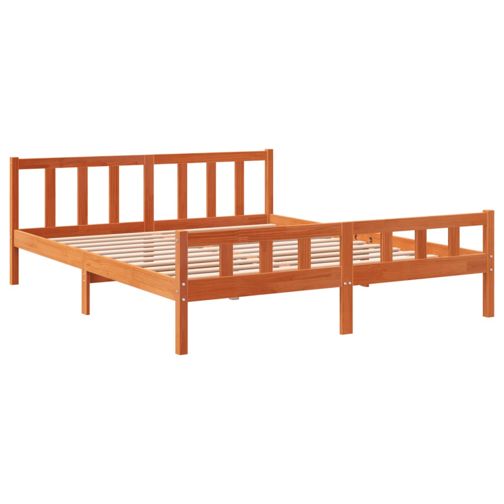 vidaXL Cadru de pat fără saltea, maro ceruit 180x200 cm lemn masiv pin vidaXL Cadru de pat fără saltea, maro ceruit 180x200 cm lemn masiv pin