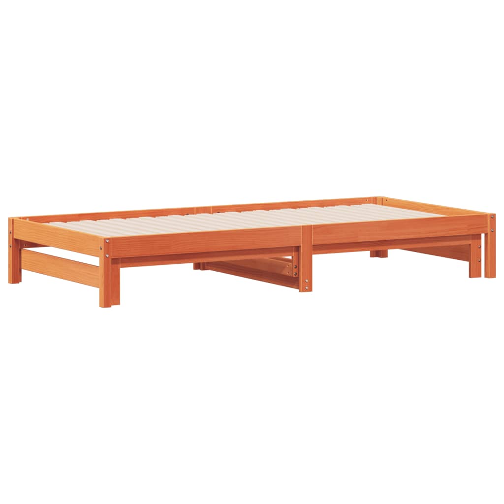 vidaXL Pat de zi cu extensie, maro ceruit, 80x200cm, lemn masiv de pin