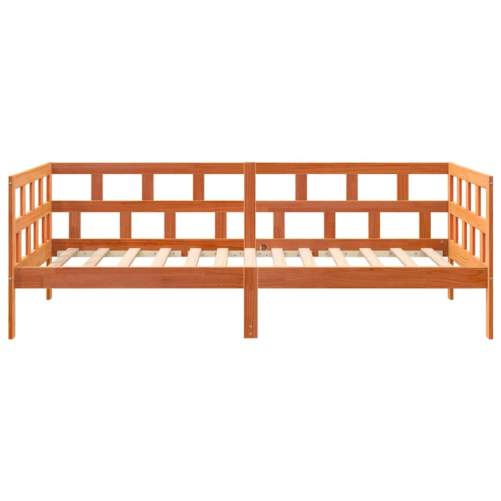vidaXL Pat de zi fără saltea, maro ceruit, 90x200 cm, lemn masiv pin