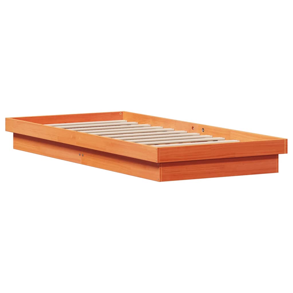 vidaXL Cadru de pat cu LED, maro ceruit, 100x200 cm, lemn masiv de pin