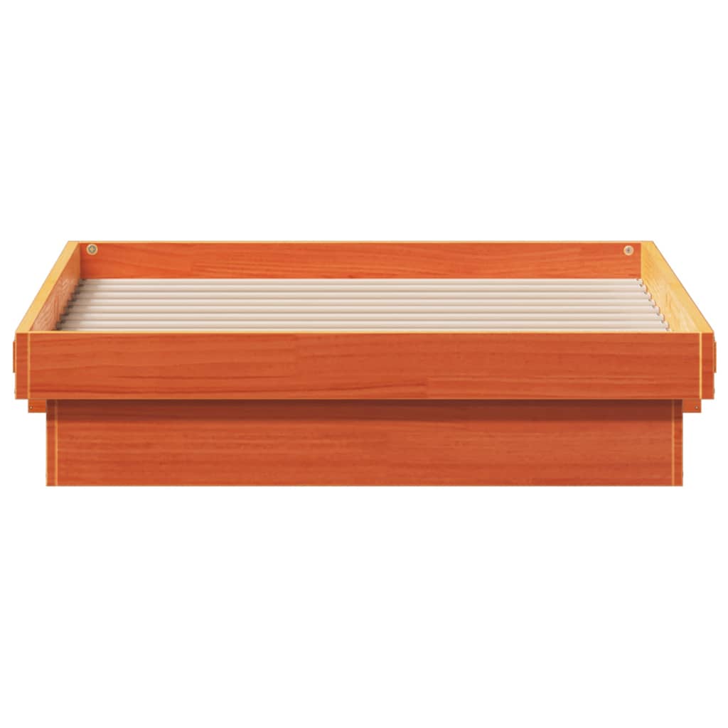 vidaXL Cadru de pat cu LED, maro ceruit, 100x200 cm, lemn masiv de pin