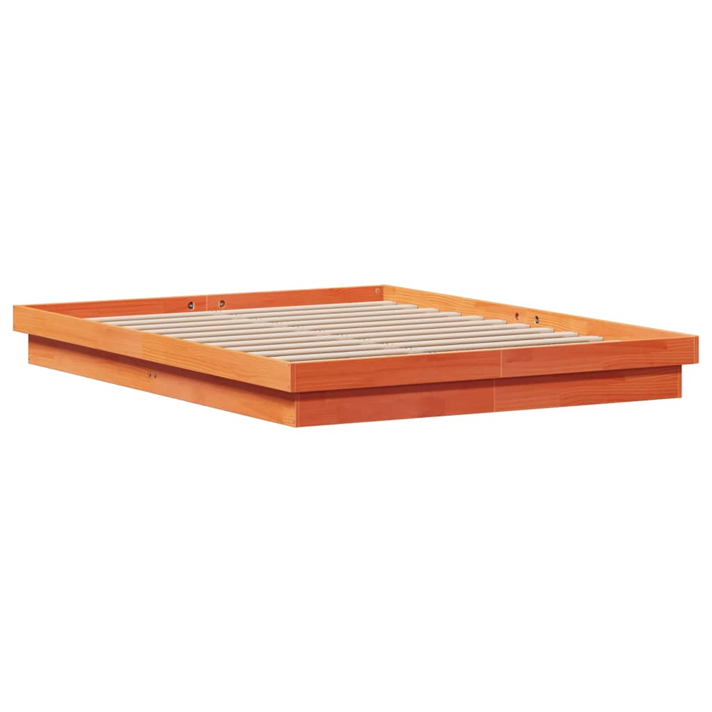 vidaXL Cadru de pat cu LED, maro ceruit, 150x200 cm, lemn masiv de pin vidaXL Cadru de pat cu LED, maro ceruit, 150x200 cm, lemn masiv de pin