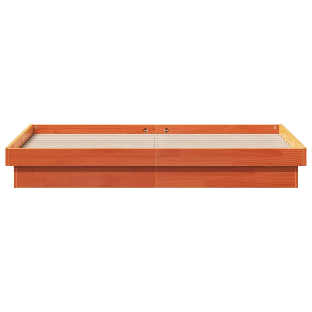 vidaXL Cadru de pat cu LED, maro ceruit, 150x200 cm, lemn masiv de pin vidaXL Cadru de pat cu LED, maro ceruit, 150x200 cm, lemn masiv de pin