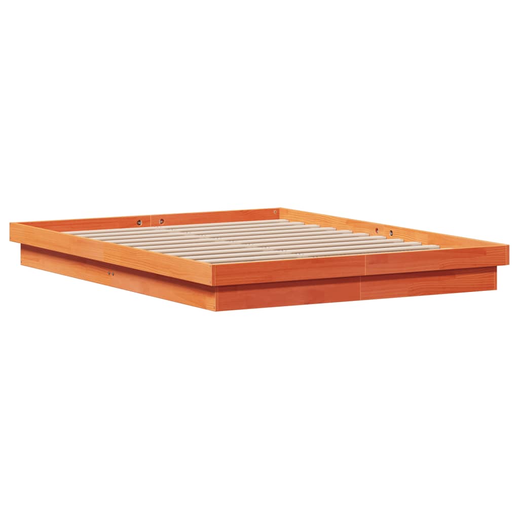 vidaXL Cadru de pat cu LED, maro ceruit, 160x200 cm, lemn masiv de pin vidaXL Cadru de pat cu LED, maro ceruit, 160x200 cm, lemn masiv de pin