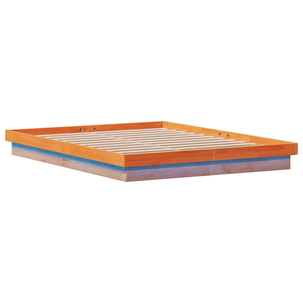 vidaXL Cadru de pat cu LED, maro ceruit, 160x200 cm, lemn masiv de pin vidaXL Cadru de pat cu LED, maro ceruit, 160x200 cm, lemn masiv de pin