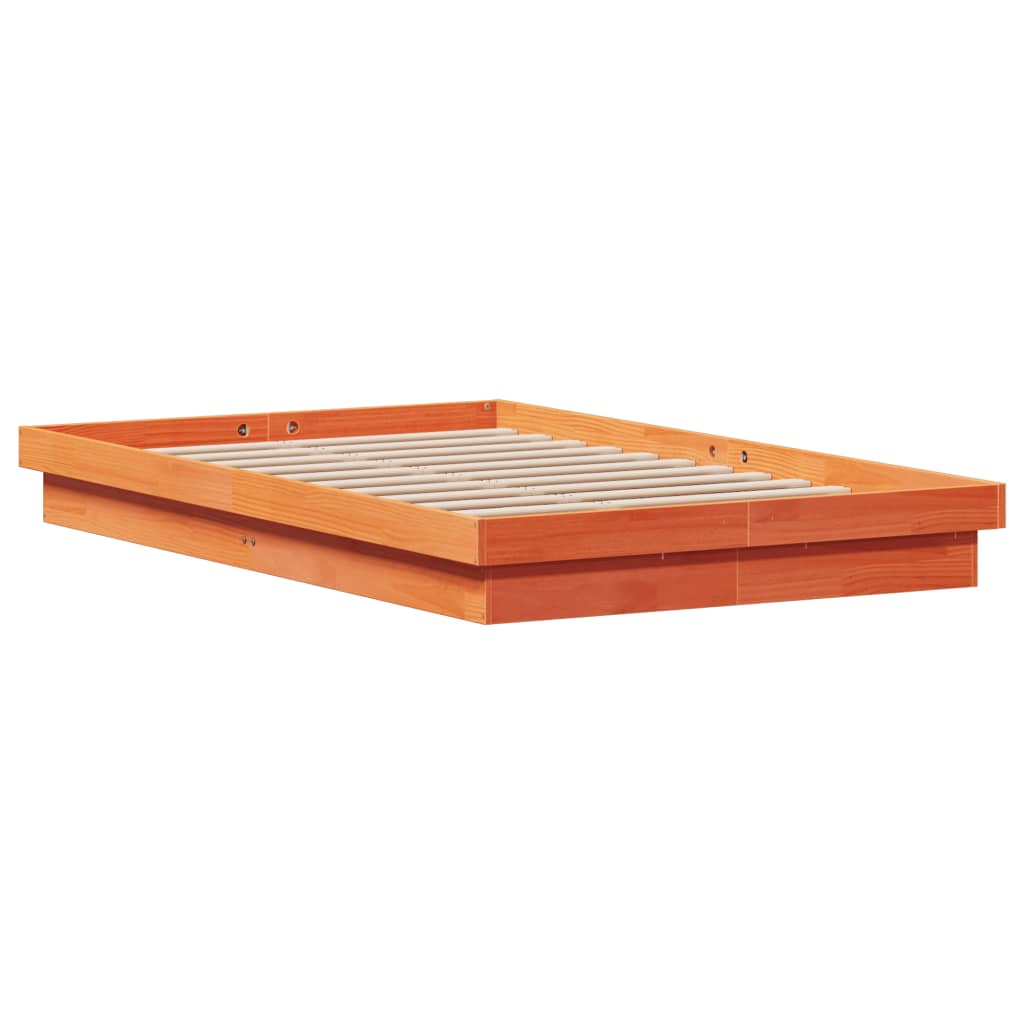 vidaXL Cadru de pat cu LED, maro ceruit, 120x190 cm, lemn masiv de pin vidaXL Cadru de pat cu LED, maro ceruit, 120x190 cm, lemn masiv de pin