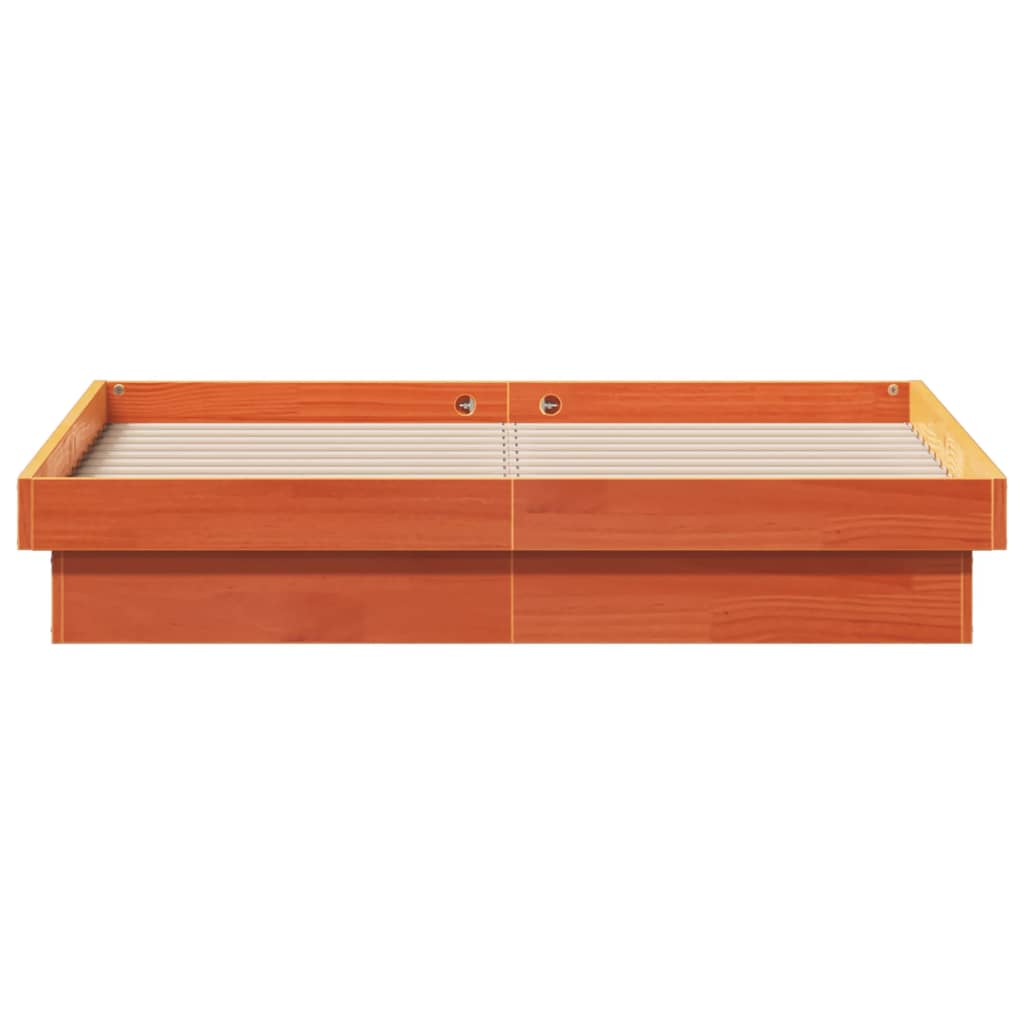 vidaXL Cadru de pat cu LED, maro ceruit, 120x190 cm, lemn masiv de pin vidaXL Cadru de pat cu LED, maro ceruit, 120x190 cm, lemn masiv de pin