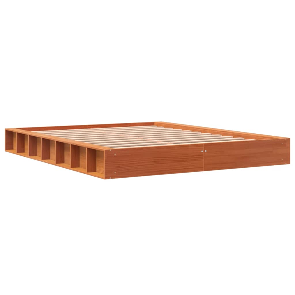 vidaXL Cadru de pat fără saltea, maro ceruit 150x200 cm lemn masiv pin vidaXL Cadru de pat fără saltea, maro ceruit 150x200 cm lemn masiv pin