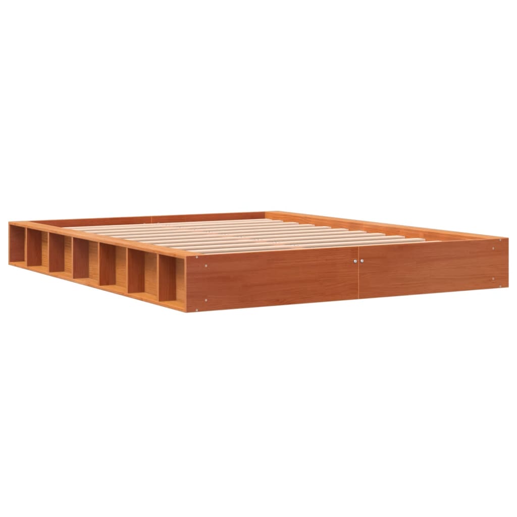 vidaXL Cadru de pat fără saltea, maro ceruit 140x200 cm lemn masiv pin vidaXL Cadru de pat fără saltea, maro ceruit 140x200 cm lemn masiv pin